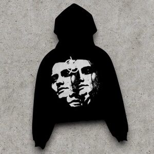 Black Hoodie with Dual Face Graphic